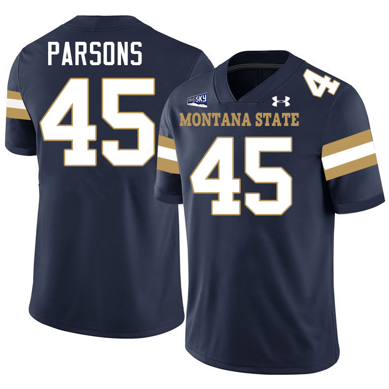 #45 Hunter Parsons Montana State Bobcats Jerseys Football Uniforms Stitched-Navy #45 Hunter Parsons Montana State Bobcats Jerseys Football Uniforms Stitched-Navy